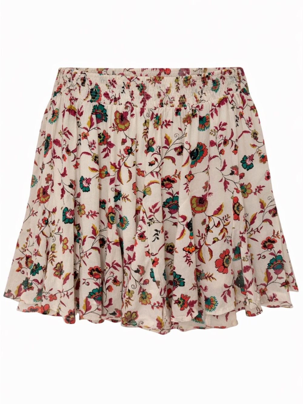 Easel Los Angeles Floral Smocked Waist Mini Skirt Size M Rayon